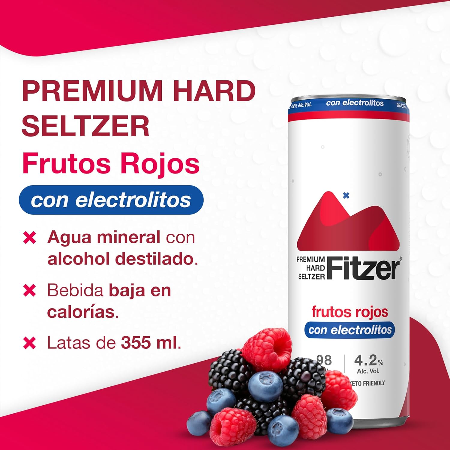 Fitzer Hard Seltzer Frutos Rojos con electrolitos — lata 355ml